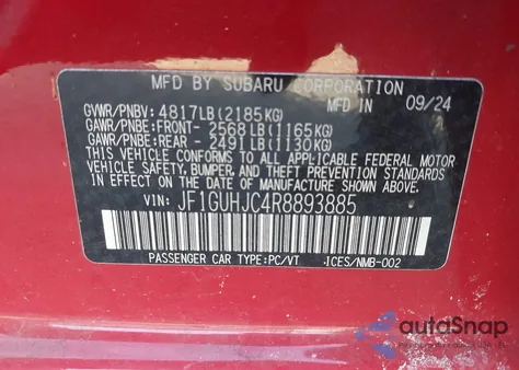 2024 Subaru Impreza Rs 5-Door from USA, damaged, VIN JF1GUHJC4R8893885